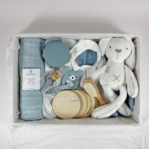 baby boy signature gift box displayed in box
