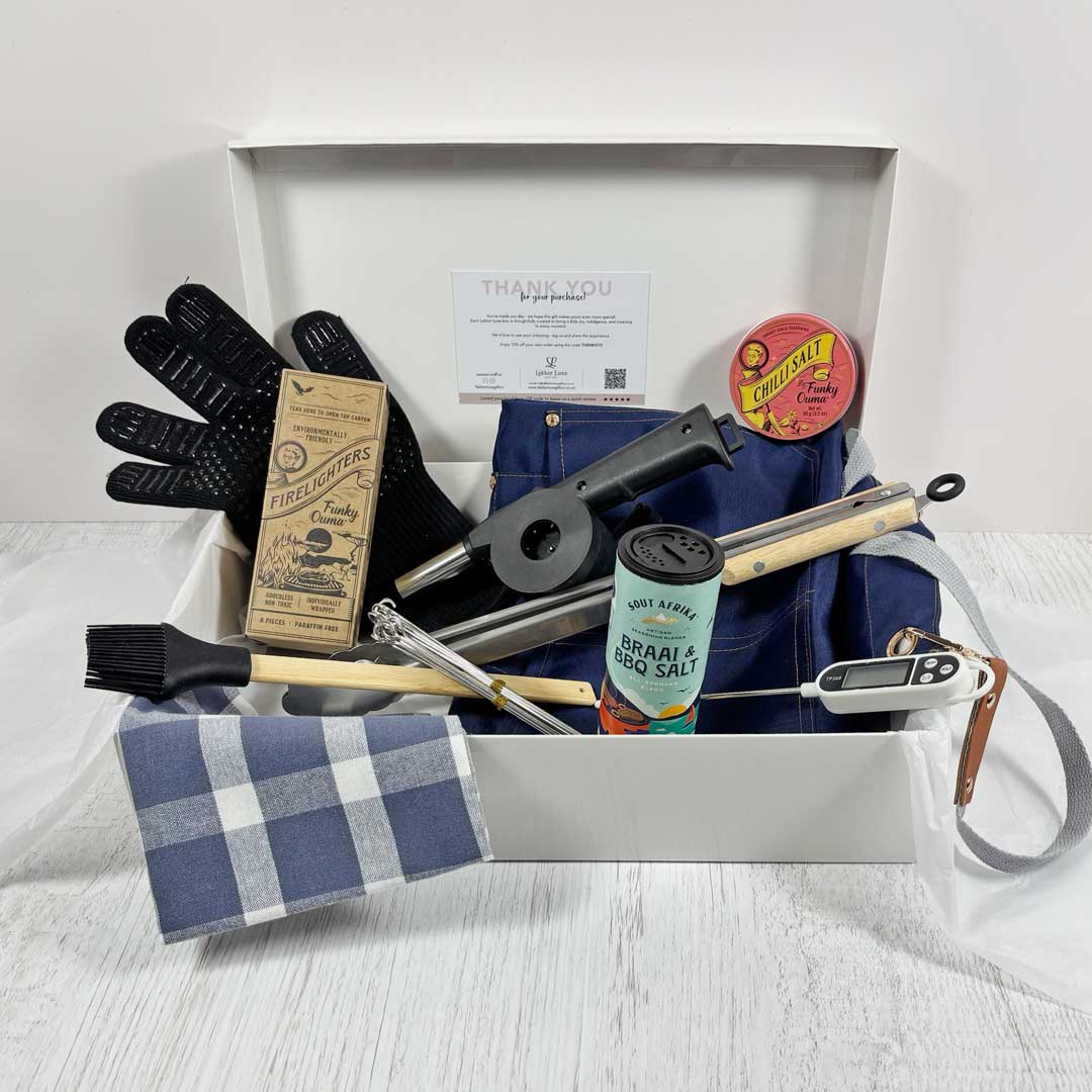 photo showing contents of braai box in a gift box