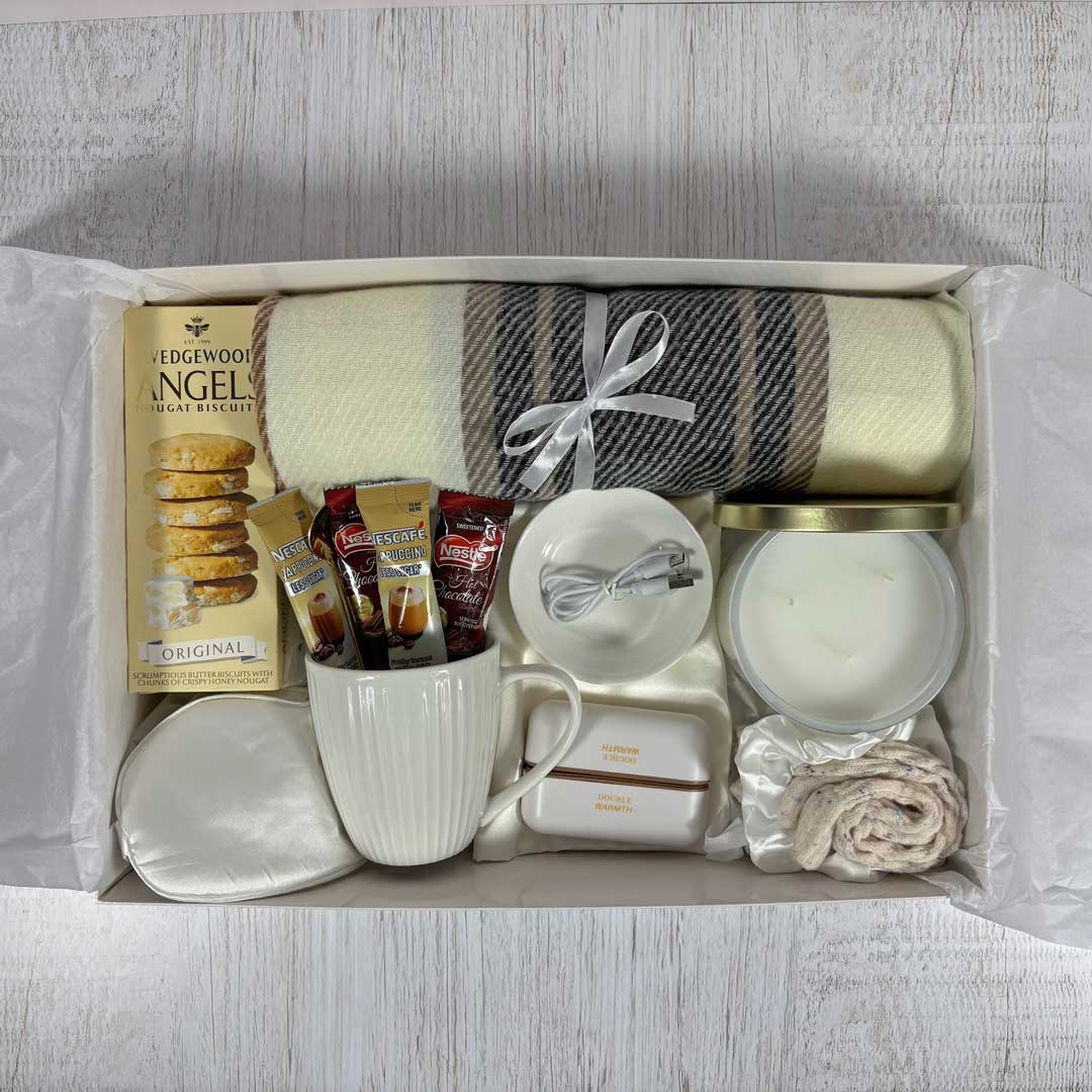 cozy box creram contents displayed in box ready for deliivery