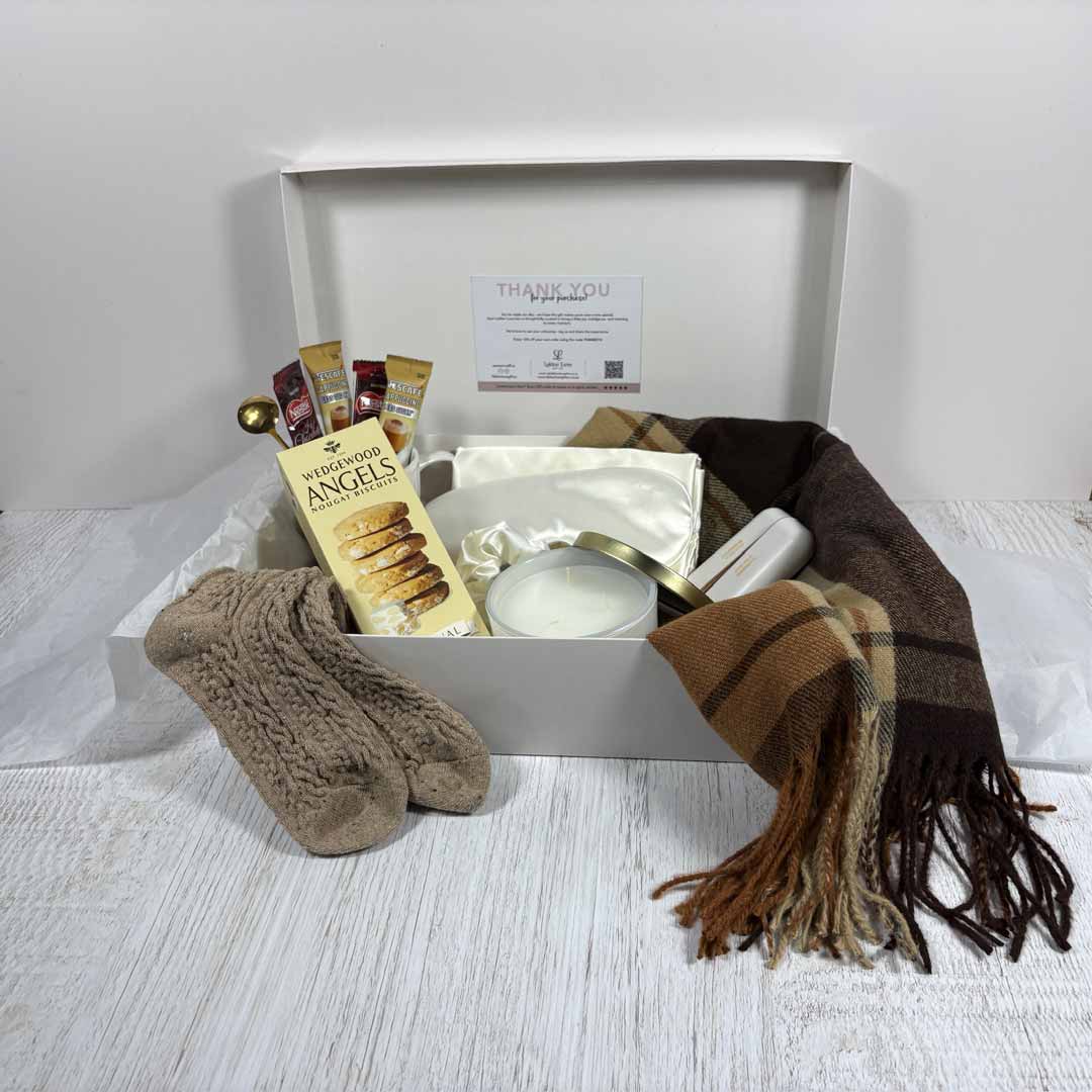 cozy box contents displayed in open box